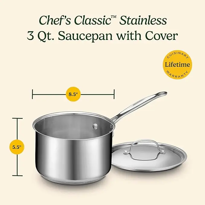 Cuisinart 7193-20P Chef's Classic Stainless 3-Quart Cook and Pour Saucepan with Cover image 3