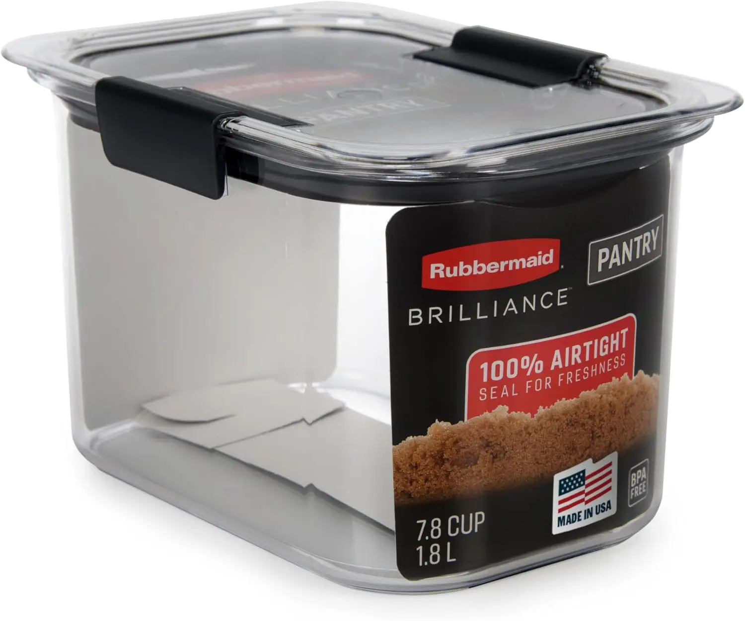 Rubbermaid Brilliance Pantry Airtight Food Storage Container, BPA-Free 7.8 Cup, Ideal for Brown Sugar - Efficient, Leak-Proof and Dishwasher-safe image 1