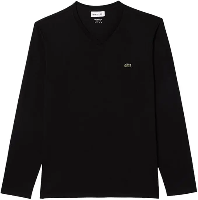 Lacoste Men's Long Sleeve Lightweight Cotton Pima V-Neck T-Shirt image 1