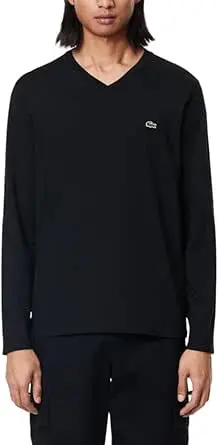 Lacoste Men's Long Sleeve Lightweight Cotton Pima V-Neck T-Shirt image 2