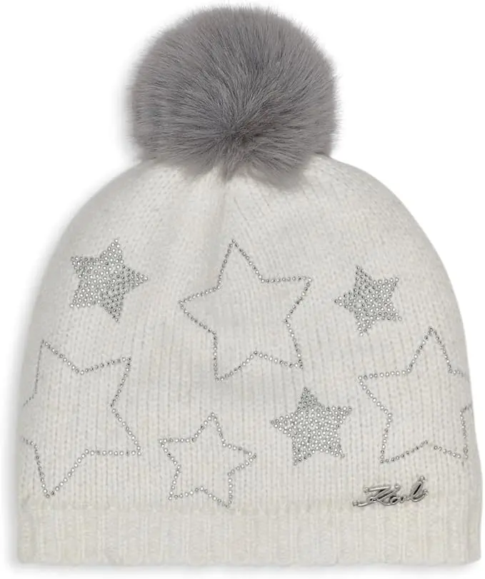 Karl Lagerfeld Womens Star Power Faux Fur Beanie image 1