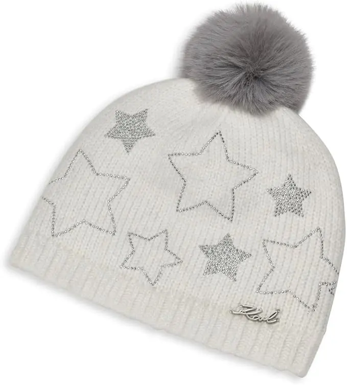 Karl Lagerfeld Womens Star Power Faux Fur Beanie image 2