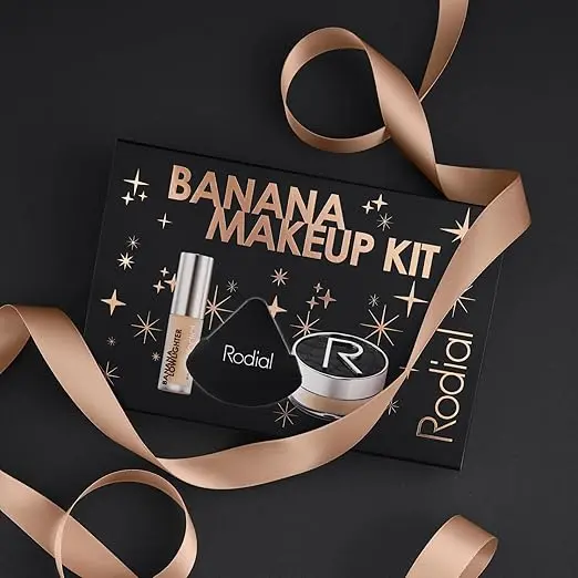 Rodial Banana Makeup Kit - Rodial Deluxe Makeup Gift Set with Banana Lowlighter 0.05 fl oz, Glass Powder 0.2 oz & Powder Puff - Complexion Brightening, Illuminating & Flawless Finish Set image 2