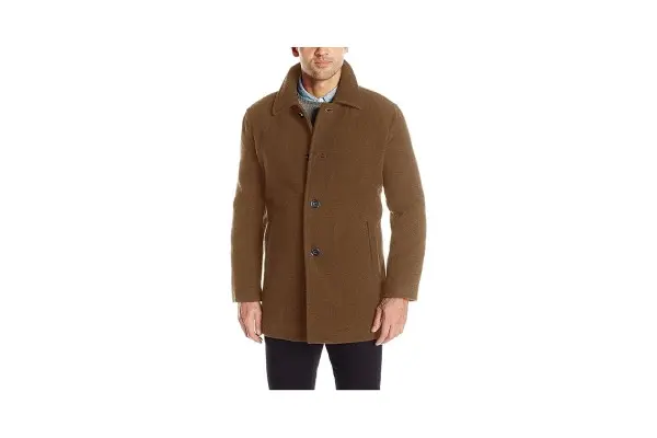 Cole Haan Men’s Button Up Wool Plush Car Coat image