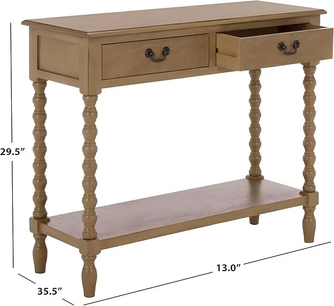 SAFAVIEH Home Collection - Athena Desert Brown Console Table with 2 Drawers and 1 Shelf, Farmhouse Accent Entryway Table (CNS5702F) image 3