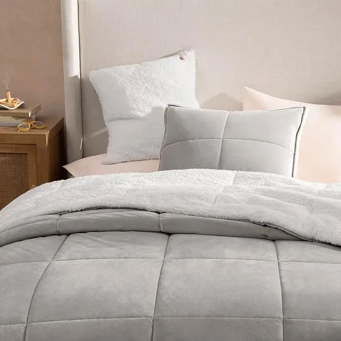 UGG Blissful Queen Comforter Set with 2 Pillow Shams, Reversible Quilted Bed Comforter, Ultra Warm Winter Bed Set, Down Alternative Bedding, Full/Queen Size, Seal Grey image 3