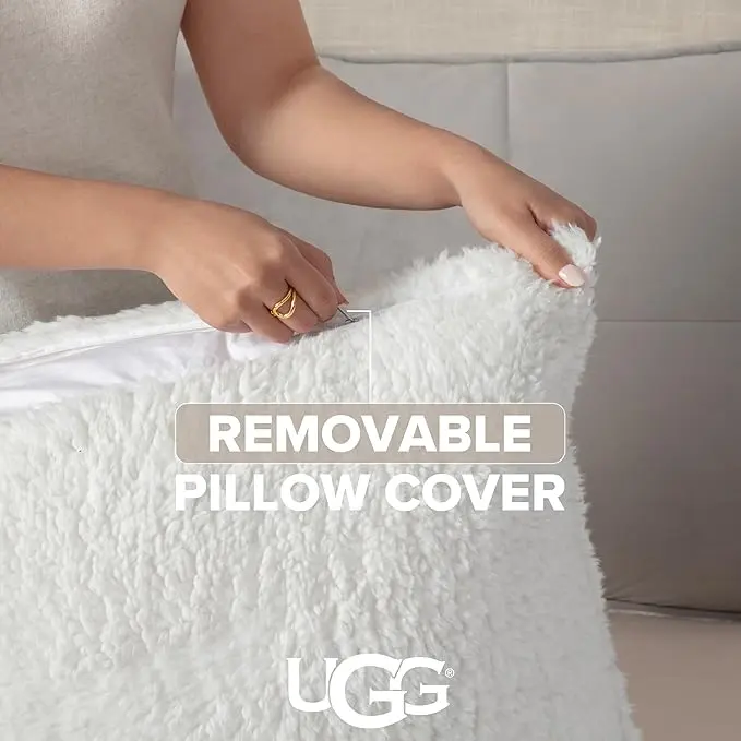 UGG Blissful Queen Comforter Set with 2 Pillow Shams, Reversible Quilted Bed Comforter, Ultra Warm Winter Bed Set, Down Alternative Bedding, Full/Queen Size, Seal Grey image 5