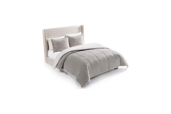 UGG Blissful Queen Comforter Set with 2 Pillow Shams, Reversible Quilted Bed Comforter, Ultra Warm Winter Bed Set, Down Alternative Bedding, Full/Queen Size, Seal Grey image