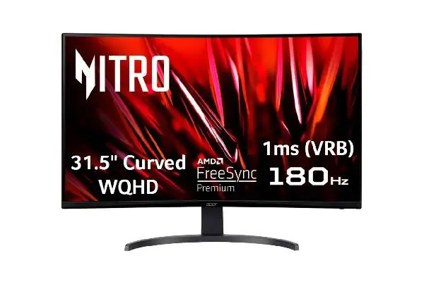 Acer - Nitro Gaming 31.5" Curved WQHD 180Hz 1ms FreeSync Premium Gaming Monitor (DisplayPort, HDMI x2) - Black image